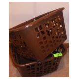 TWO PLASTIC LAUNDRY BASKETS
