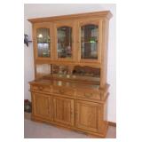 OAK HUTCH 76" X 57" X 17" TWO PIECES **BRING HELP*