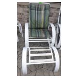 PATIO RECLINER & FOOTSTOOL (CUSHIONS NEED CLEANED)