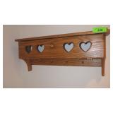 OAK COAT RACK SHELF W/ STORAGE 26 x 5 x 10 1/2