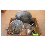 STRAINER, SIFTERS, GRATERS, VINTAGE PIE PAN, >>>