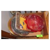 PLASTIC SERVING BOWLS, ASST. PLATTERS, NIP FOIL >>