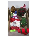 CHRISTMAS DECOR- SNOWMAN, SANTA, DISHTOWEL, TREES>