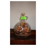 VINTAGE DRIED FLOWERS IN GLASS BOTTLE 9"