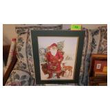 NADINE HARPER WOODLAND SANTA PRINT MATTED 16 x 20