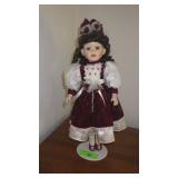 17" PORCELAIN DOLL WITH STAND