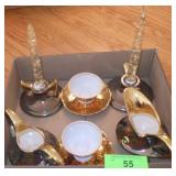 VTG PEARL CHINA CO 22K GOLD: GRAVY BOAT, SUGAR>>>