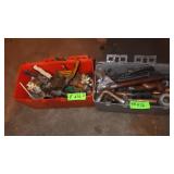 2 PLASTIC TOOL BOXES OF ASST. PLUMBING SUPPLIES,>>