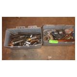 2 PLASTIC TOOL BOXES OF ASST. PLUMBING SUPPLIES,>>