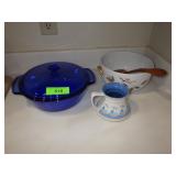 ANCHOR BLUE VISIONS 2 QT. CASSEROLE, VTG ENESCO>>>