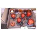 METAL LEAVES CANDLE HOLDERS, GLASS VOTIVE HOLDERS>