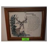 FRAMED CLOTH DEER HUNTERS PRAYER (14" X 12")