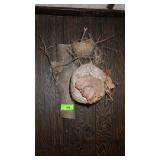 BIRD NEST AND HORNETS NEST ON BRANCH