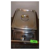 2 STAINLESS STEEL WARMING PANS W/ LIDS
