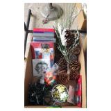 UNUSED CHRISTMAS CARDS, LIGHTS, BULBS, PINECONES>>