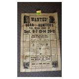 VTG WANTED BEAR HUNTERS PAPER/POSTER GLIDDEN WIS>>