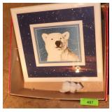 POLAR BEAR PRINT (W/ WRINKLE), WOOD BEAR ORNAMENT