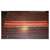 4 VTG ADVERTISING YARDSTICKS & 1 NEWER YARDSTICK
