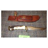 VTG SCHRADE HUNTING KNIFE W/ LEATHER SHEATH &>>>