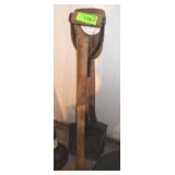 2 SHOVELS, AXE HANDLE