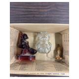 Glass figurines and bear bank