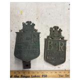 2 brass B and R nys plaques