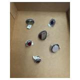 German silver size 8 rings with stones