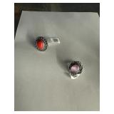German silver size 7 rings with stones