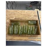 Green glass cups