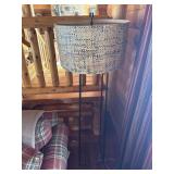 Iron freestanding lamp with Chinese shade