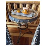 Iron wine barrel table