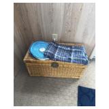 Wicker trunk with contents