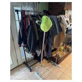 2 clothing racks with contents