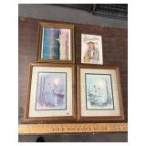 Framed prints and metal sign