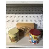 Tins and wood box