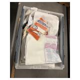 Tote full of fabrics and misc