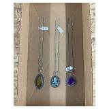 3 German silver necklaces