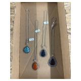 4 German silver necklaces