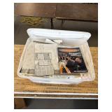 Tote with crafts and misc