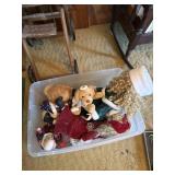 Tote with dolls and plush
