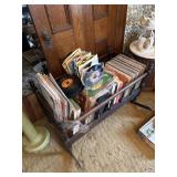 Antique cradle full of records