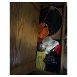 Halloween decor inside stair bench