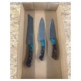 3 Demascus kitchen knives