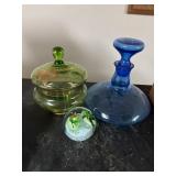 Colored glass and paperweight