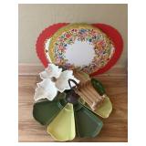 Vintage snack tray and misc