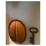 Oak mirror and key holder
