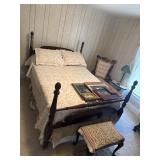 Twin bed with frame and linens