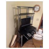 Desk with screen and misc