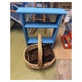 Baskets and wood shelf