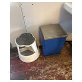 Stool and trash can